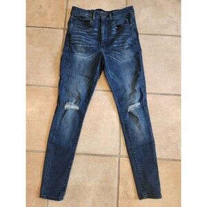 Express Skinny Jeans Legging High-Rise Distressed Women's 4R Stretch Blue 90045